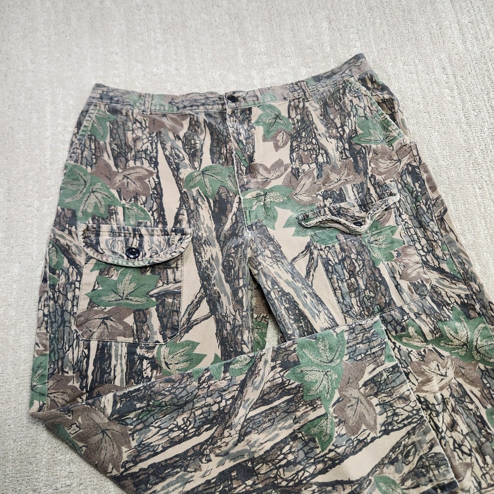 Vintage Camo Cargo Pants Men 36x30 Trebark Camouflage Front Pocket‎ Canvas Baggy
